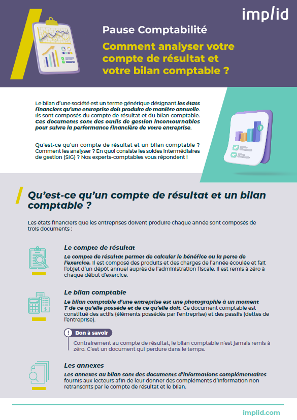 Analyse du compte de résultat et du bilan comptable implid